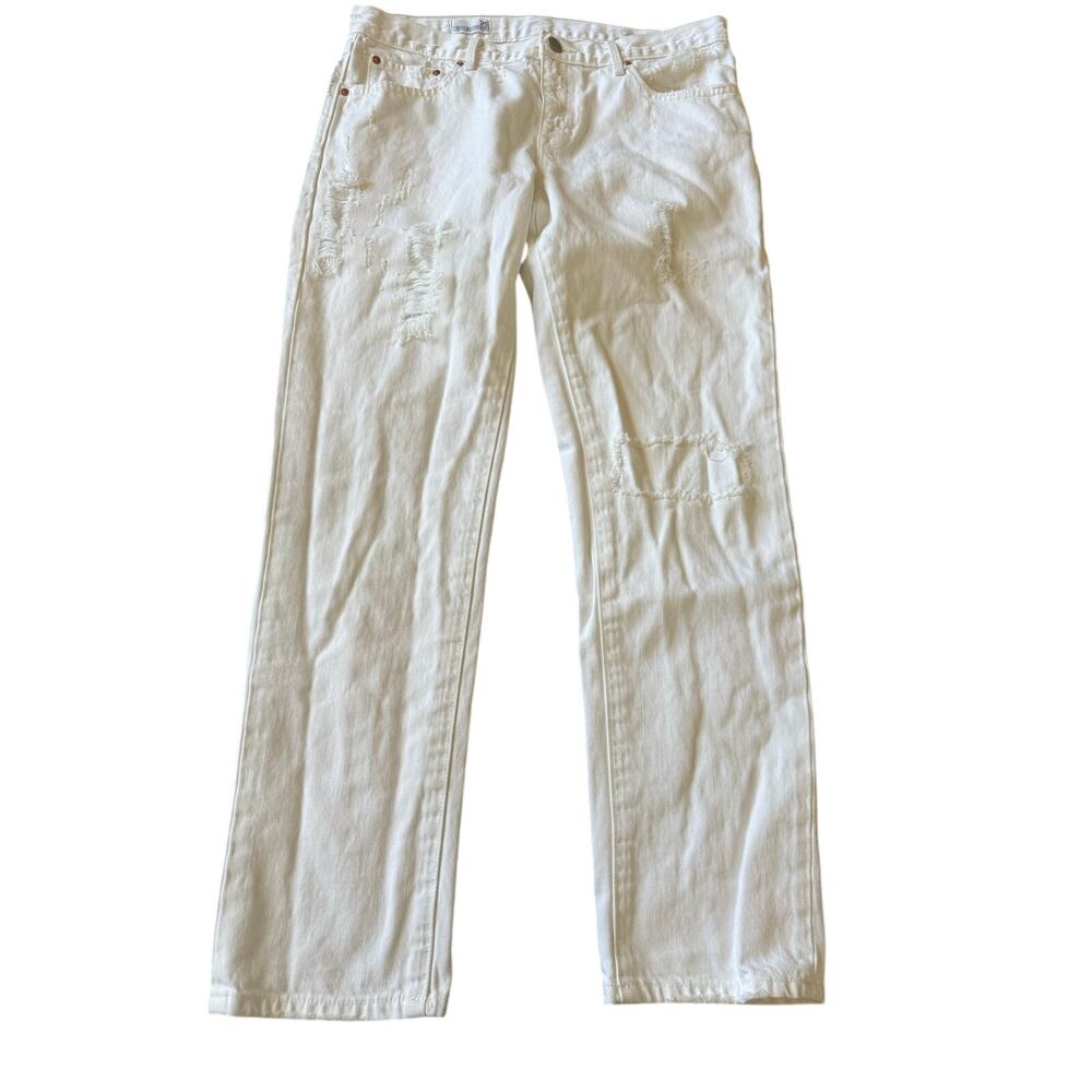 Gap Womens 1969 Sexy Boyfriend Jeans‎ 26 White Distressed Denim Casual Workwear